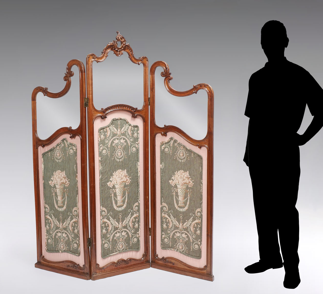 Appraisal: FRENCH PANEL SCREEN paneled French screen with a carved foliate