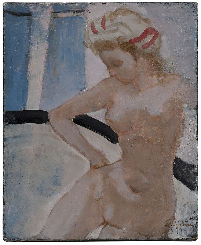 Appraisal: L onard Tsuguharu Foujita French Japanese - Bathing Nude signed