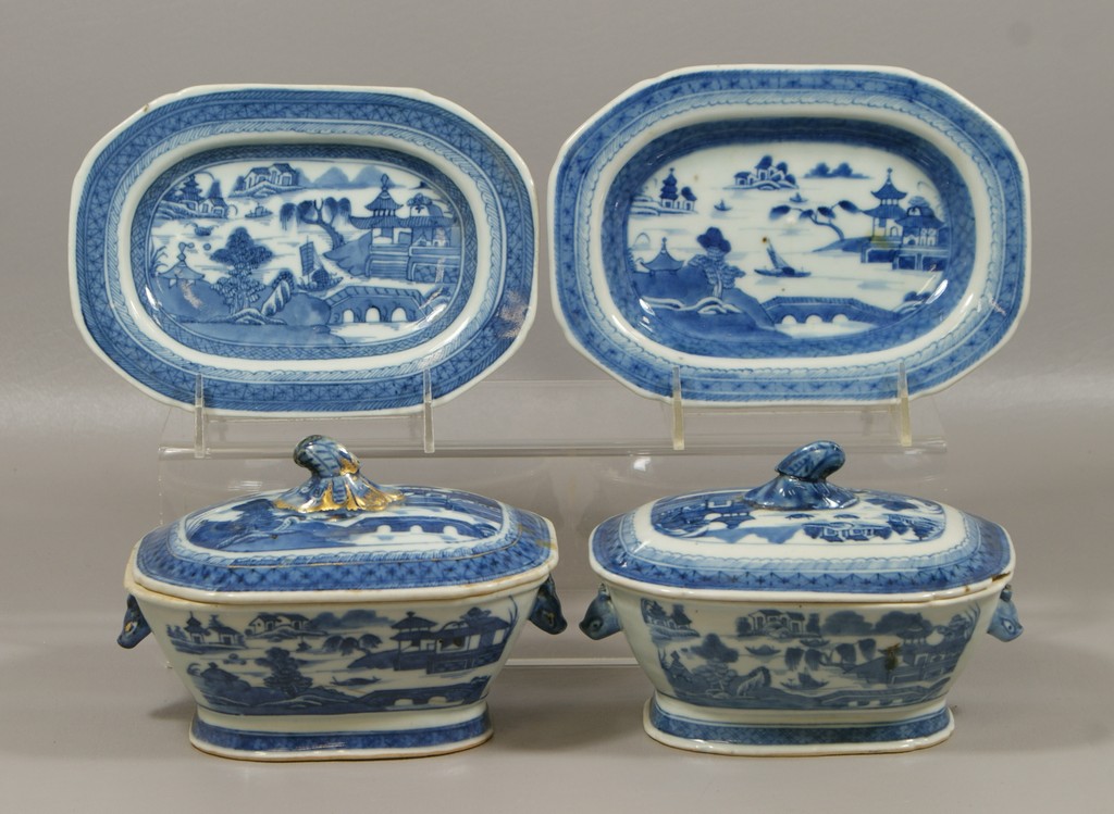 Appraisal: pcs of Chinese Export Canton Porcelain to include sauce tureens