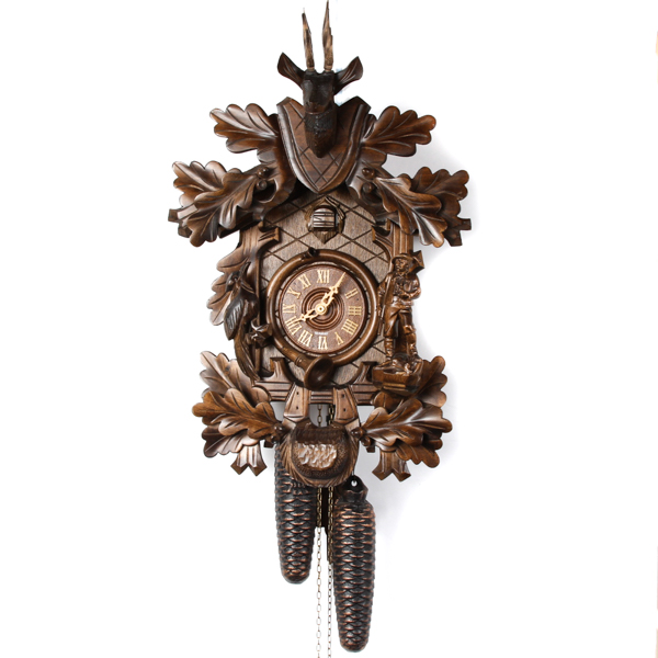 Appraisal: German Black Forest carved wood cuckoo clock with dear head