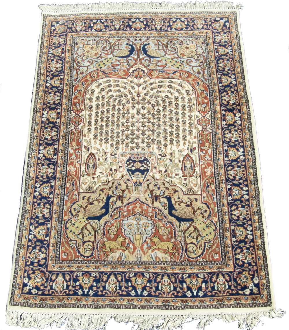 Appraisal: TREE OF LIFE' RUG Weeping willow tree on the ivory