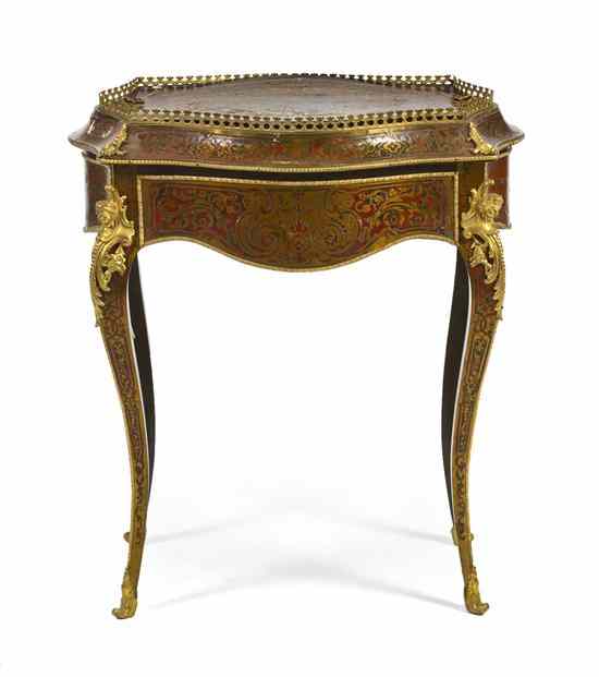 Appraisal: A Napoleon III Boulle Jardiniere having a galleried top with