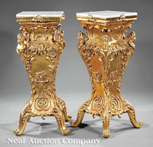 Appraisal: A Pair of Gilded Pedestals of Rococo Inspiration each with