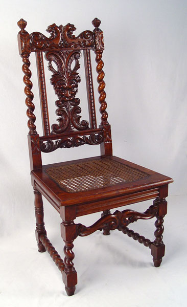 Appraisal: GRIFFIN AND NORTHWIND CARVED OAK SIDE CHAIR Griffin head top