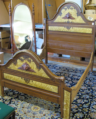 Appraisal: VICTORIAN PAINT-DECORATED COTTAGE BED American c full double size the