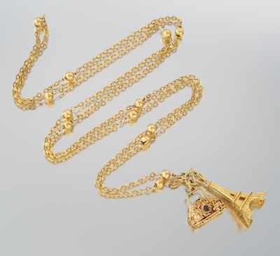 Appraisal: A Ladies' k Gold Chain Necklace with Two k Gold