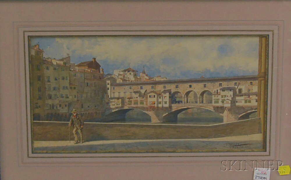 Appraisal: Domenico Pesenti Italian - Bridge over the River Arno Signed