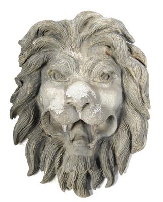 Appraisal: A lead lion mask wall fountain head in cm h