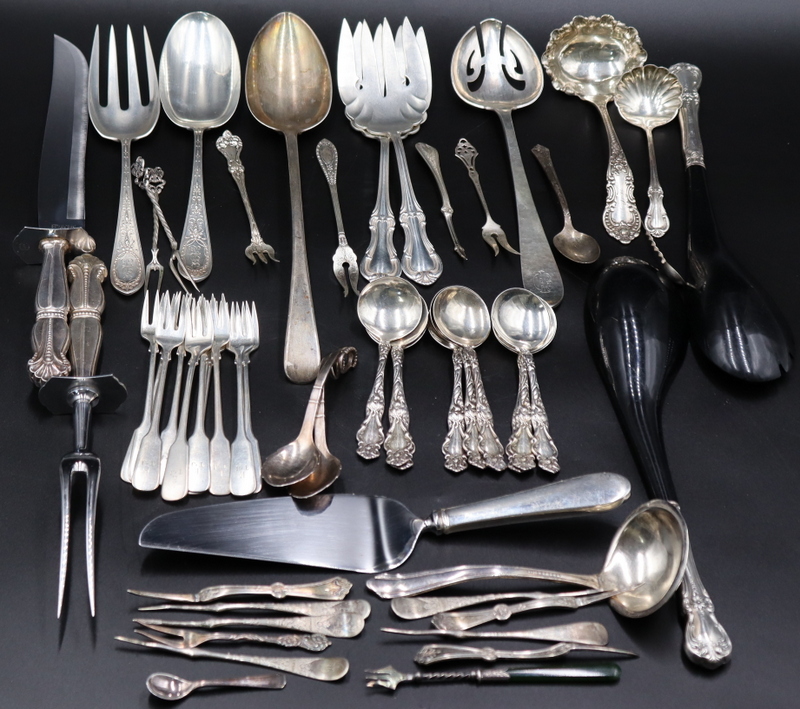 Appraisal: STERLING ASSORTED STERLING SERVING PIECES AND Flatware Including an engraved