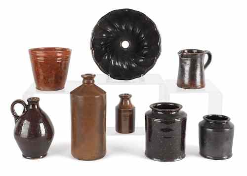 Appraisal: Collection of redware th c to include crocks jugs a