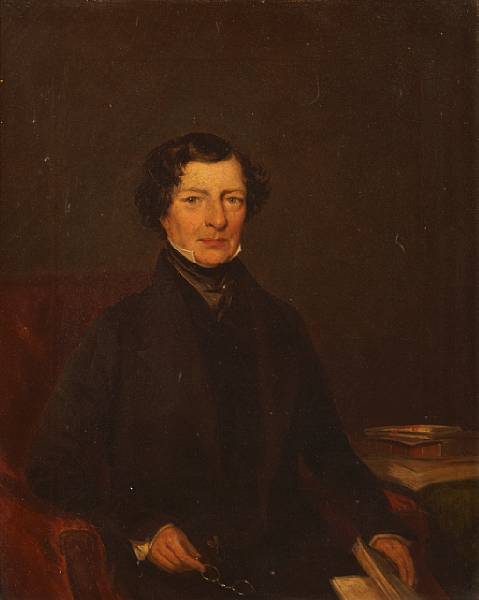 Appraisal: English School A portrait of a gentleman holding a book