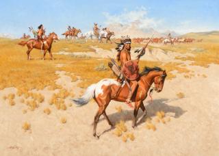 Appraisal: FRANK MCCARTHY - Guardians of the Horse Herdoil on canvas