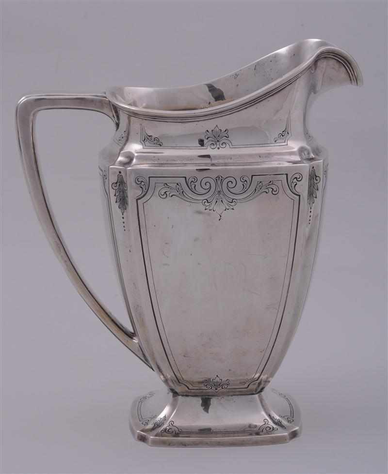 Appraisal: WHITING MFG CO SILVER WATER PITCHER Of angular tapered form