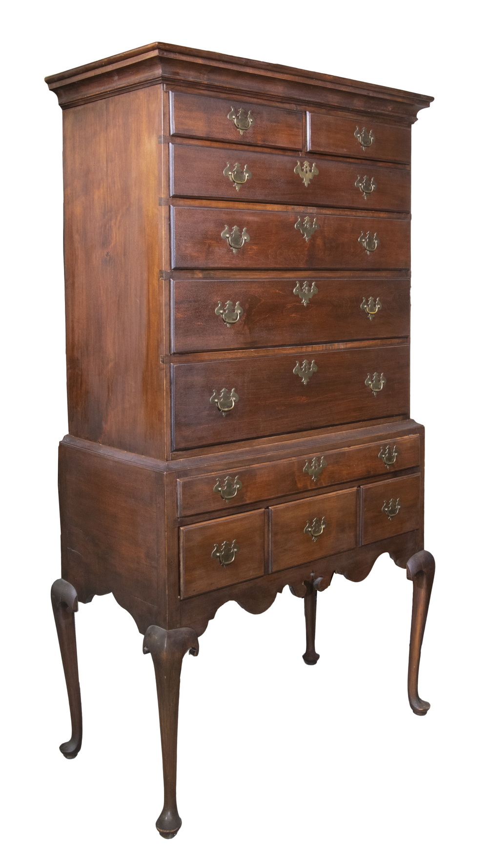 Appraisal: QUEEN ANNE HIGHBOY Circa Fine Maple Two-Part High Chest southeastern