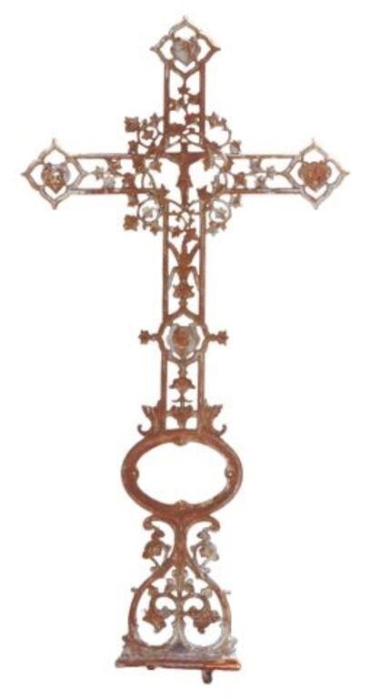 Appraisal: French cast iron cross th c trailing ivy frame miniature