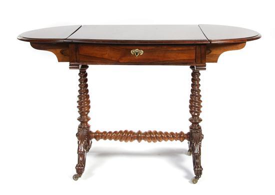 Appraisal: Rosewood Drop-Leaf Occasional Table th century having a rectangular top