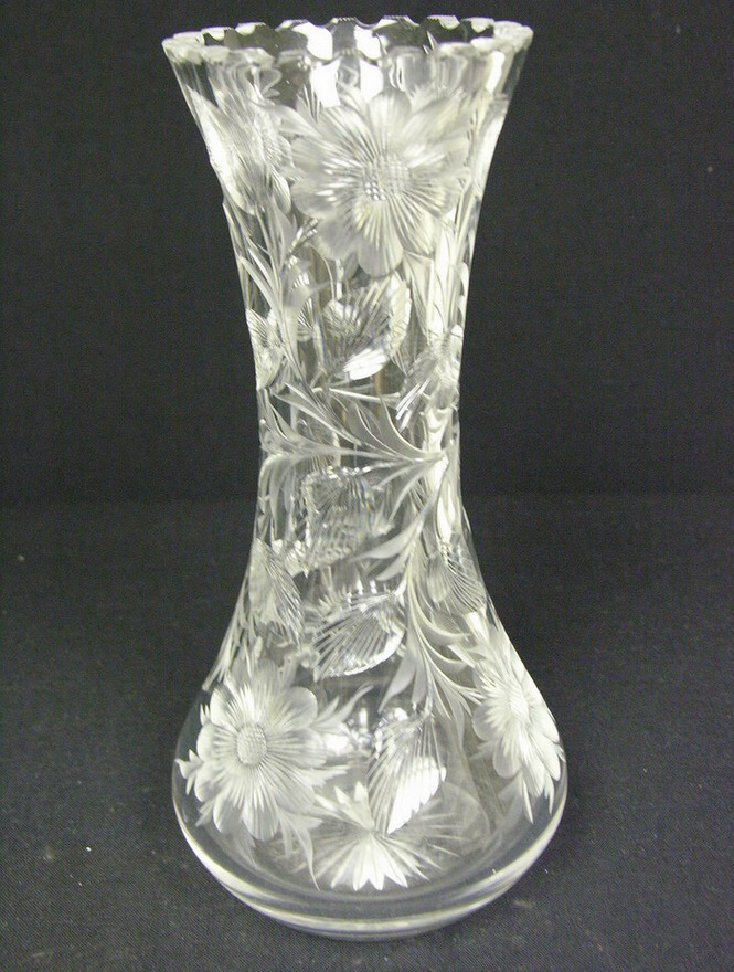 Appraisal: ABP CUT CRYSTAL SIGNED TUTHILL VASE Tuthill Cut Glass Co