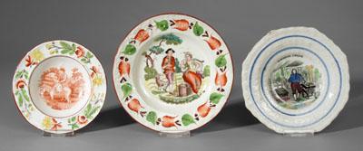 Appraisal: Three ABC plates one round with two figures carrying milk