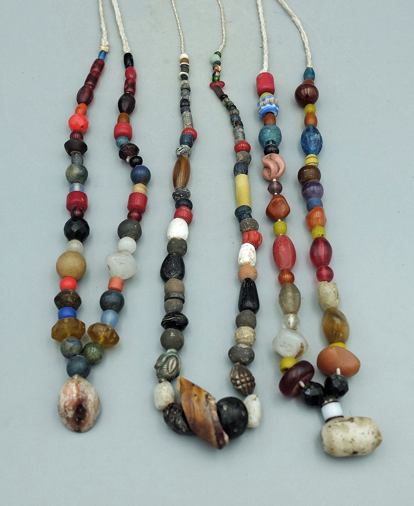 Appraisal: Necklaces w Assorted Ancient Beads A trio of necklaces with