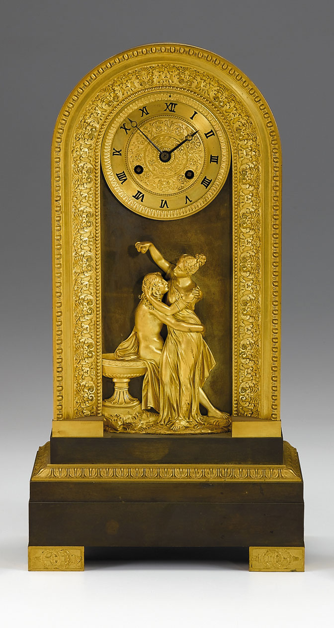 Appraisal: Louis Phillipe gilt and patinated bronze mantel clock circa The