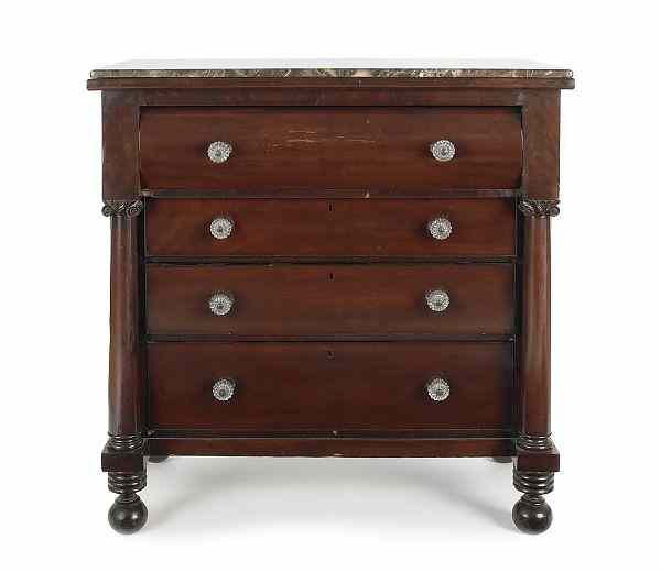 Appraisal: Empire mahogany marble top dresser mid th c h w