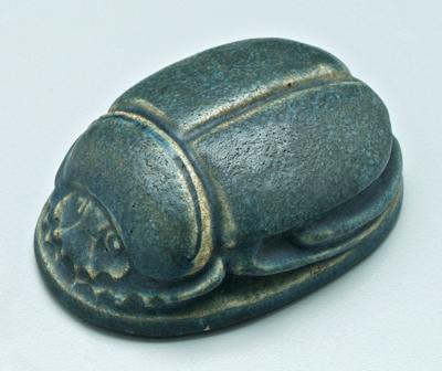 Appraisal: Grueby scarab paperweight blue gray matte glaze base stamped quot