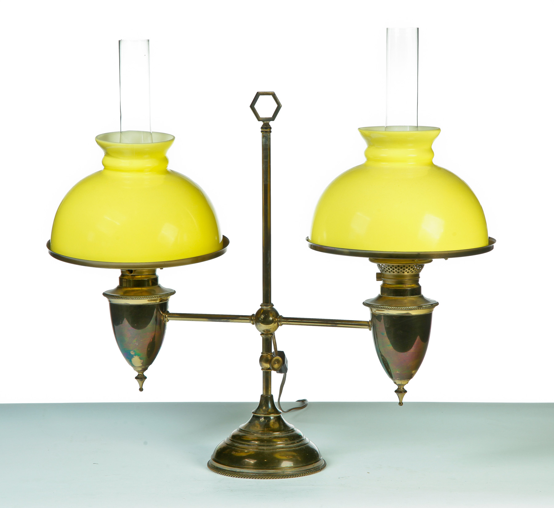 Appraisal: DOUBLE BURNER STUDENT LAMP American th quarter- th century Adjustable