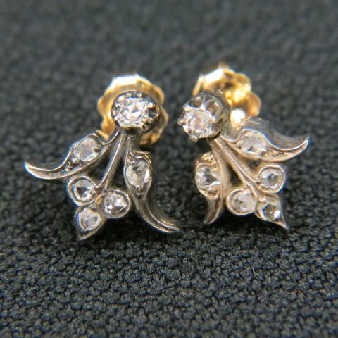 Appraisal: Victorian Diamond Earrings floral style each with six rose cut