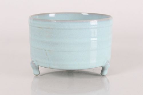 Appraisal: A CHINESE TRI-PODDED FORTUNE CIRCULAR PORCELAIN CENSER A Chinese Tri-podded