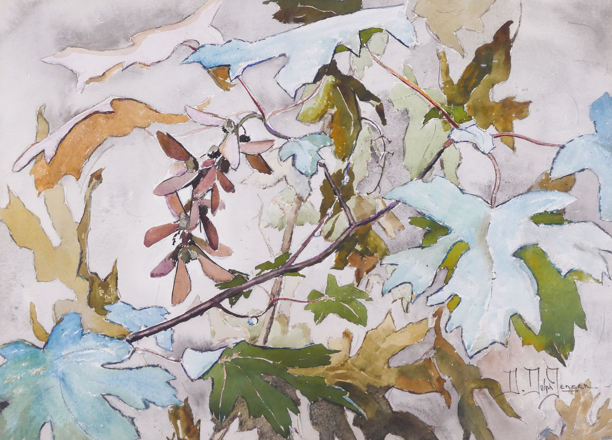 Appraisal: Dorothy Dolph Jensen - Washington ''Maple Leaves'' Watercolor on Paper