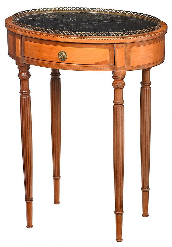 Appraisal: Rare Mahogany and Satinwood Marble Top Side Table possibly Baltimore