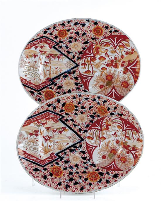 Appraisal: Pair Japanese Imari platters early th century oval body with