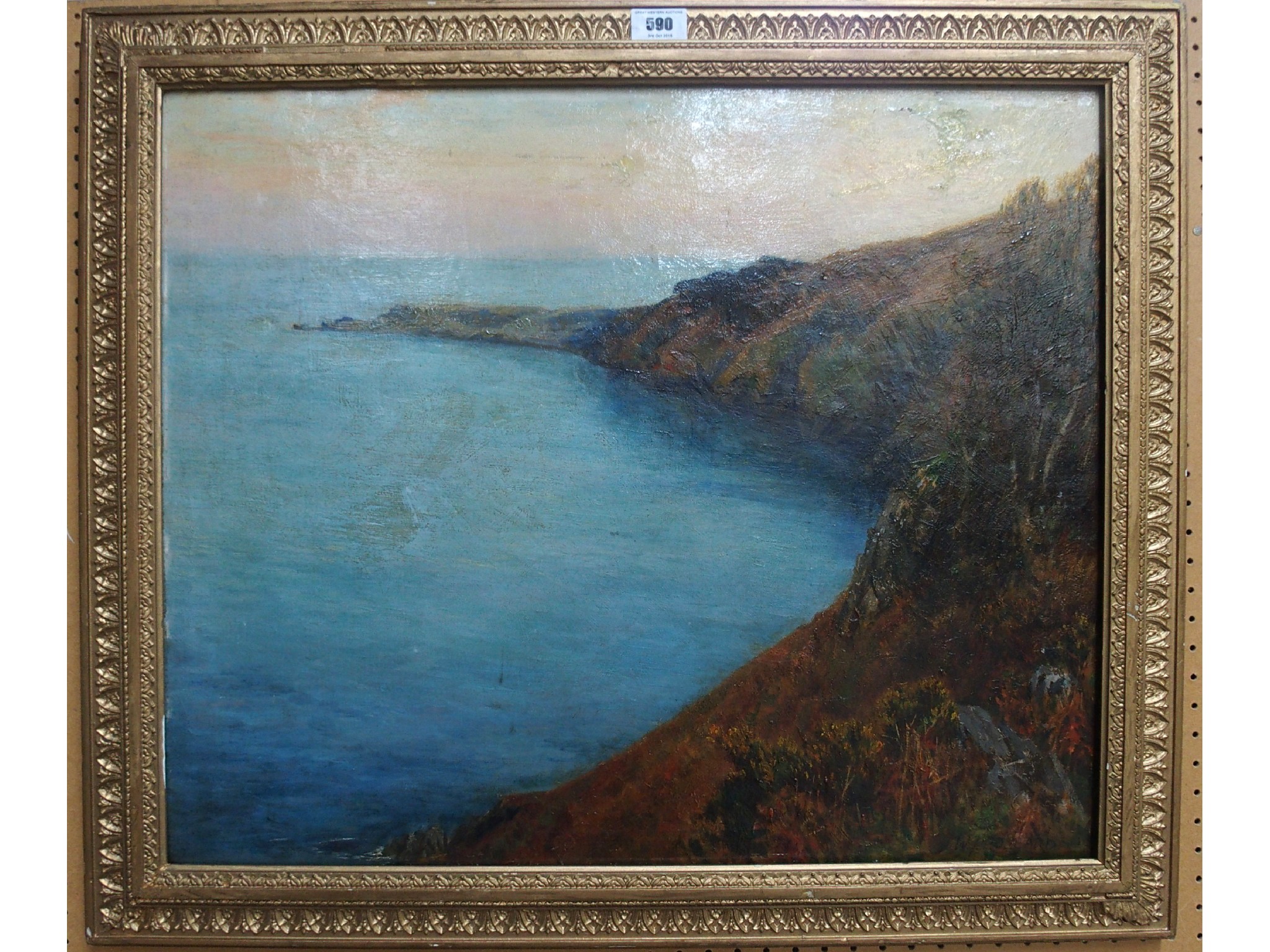 Appraisal: W I POLLARD Coastal View from a cliff signed oil