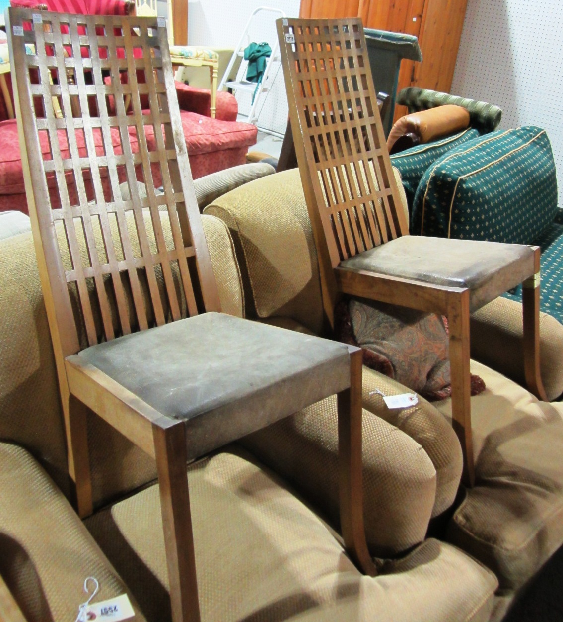 Appraisal: A pair of oak Mackintosh style chairs