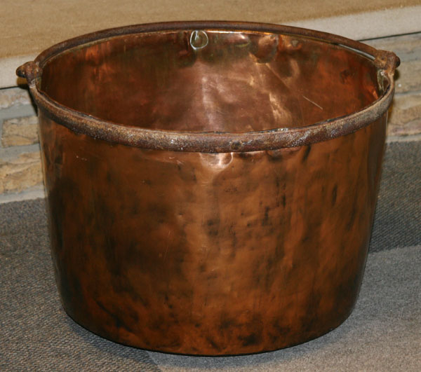 Appraisal: Large copper pot kettle with bail handle hand wrought metal