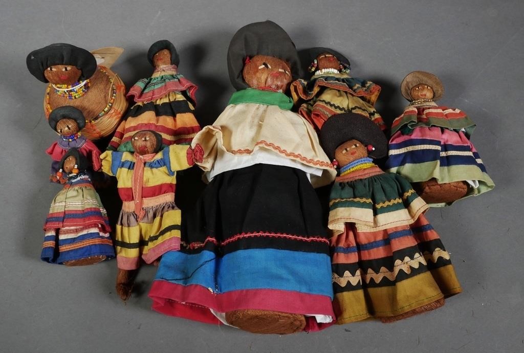 Appraisal: Eight vintage Native American Seminole palmetto fiber dolls including male