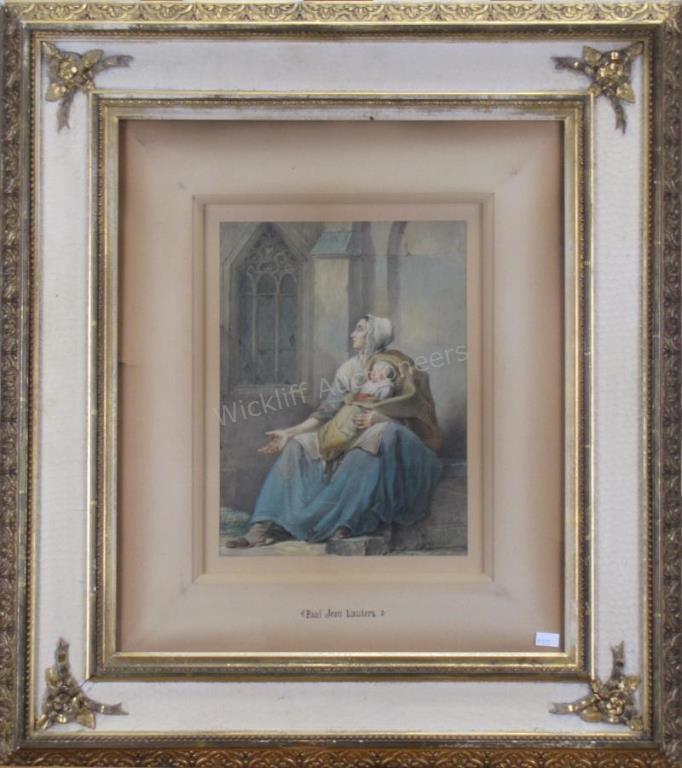 Appraisal: Paul J Lauters Belgian - x Chromolith depicting woman seated