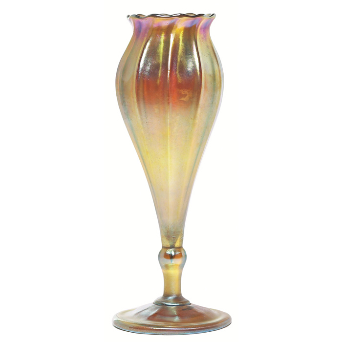 Appraisal: Good L C Tiffany vase ribbed floriform in gold favrile