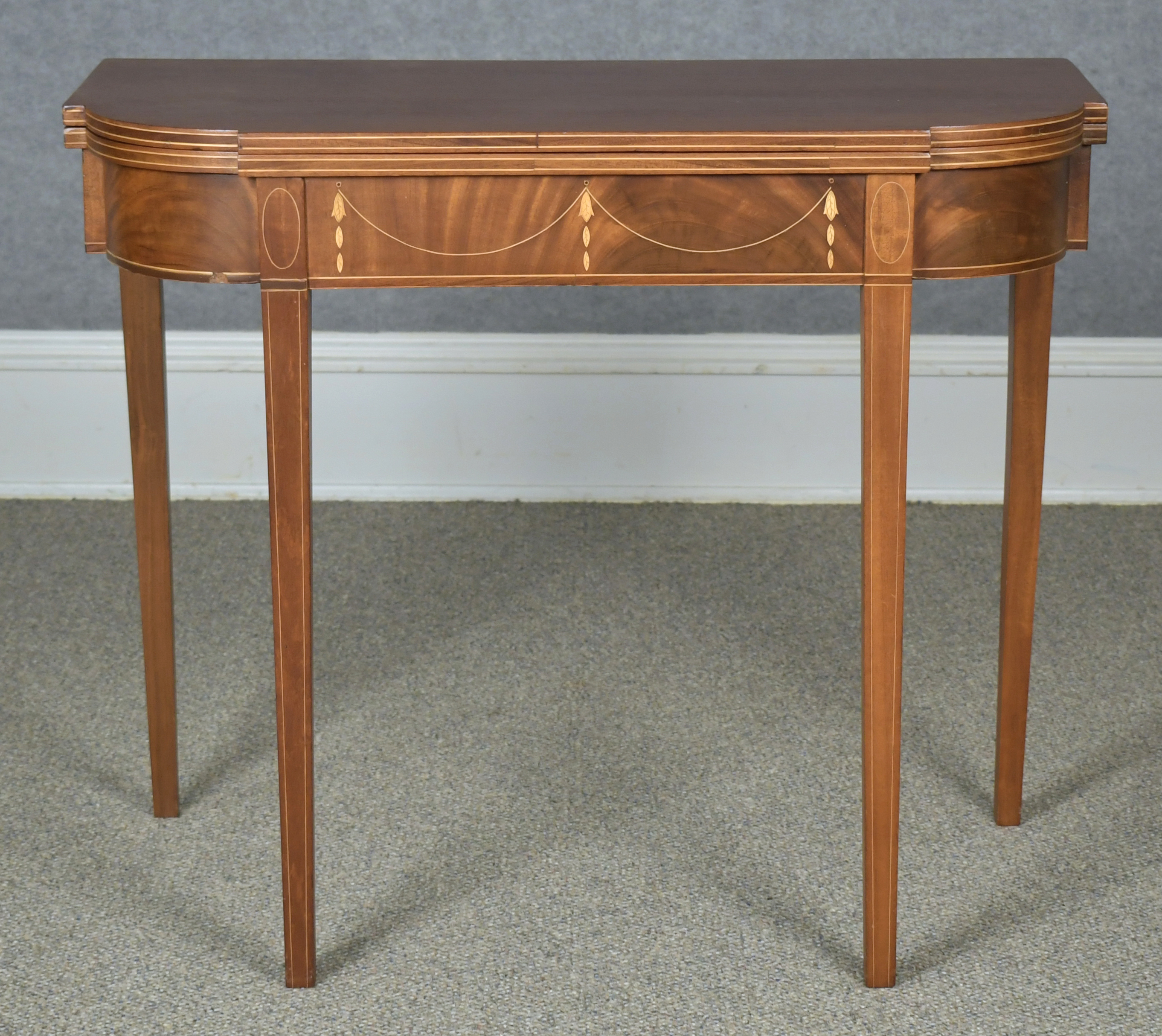 Appraisal: WADSWORTH FAMILY FEDERAL INLAID CARD TABLE CA New England area