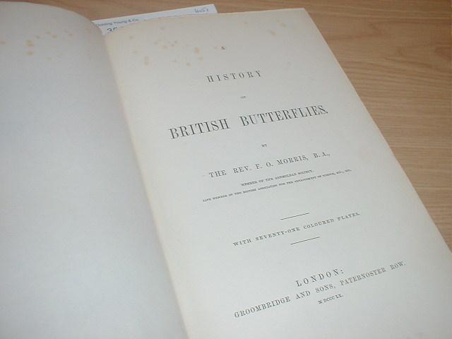 Appraisal: Morris's British Butterflies Single volume published Groombridge and Sons MDCCCLX