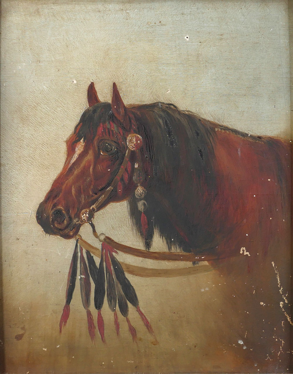 Appraisal: CROOK Alfred American th C ''War Pony'' Portrait Painting of