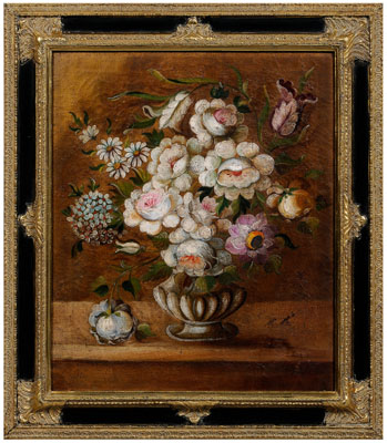 Appraisal: th century Spanish School painting still life with vase of