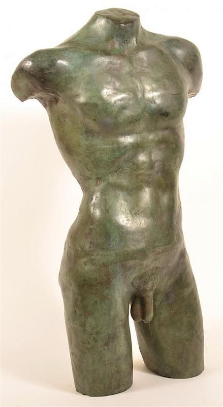 Appraisal: Life Size Sheet Bronze Male Nude Torso Life Size Sheet