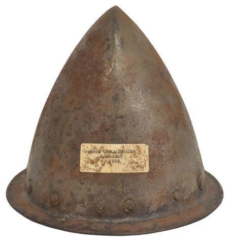 Appraisal: Spanish or English cabasset a military helmet worn by soldiers