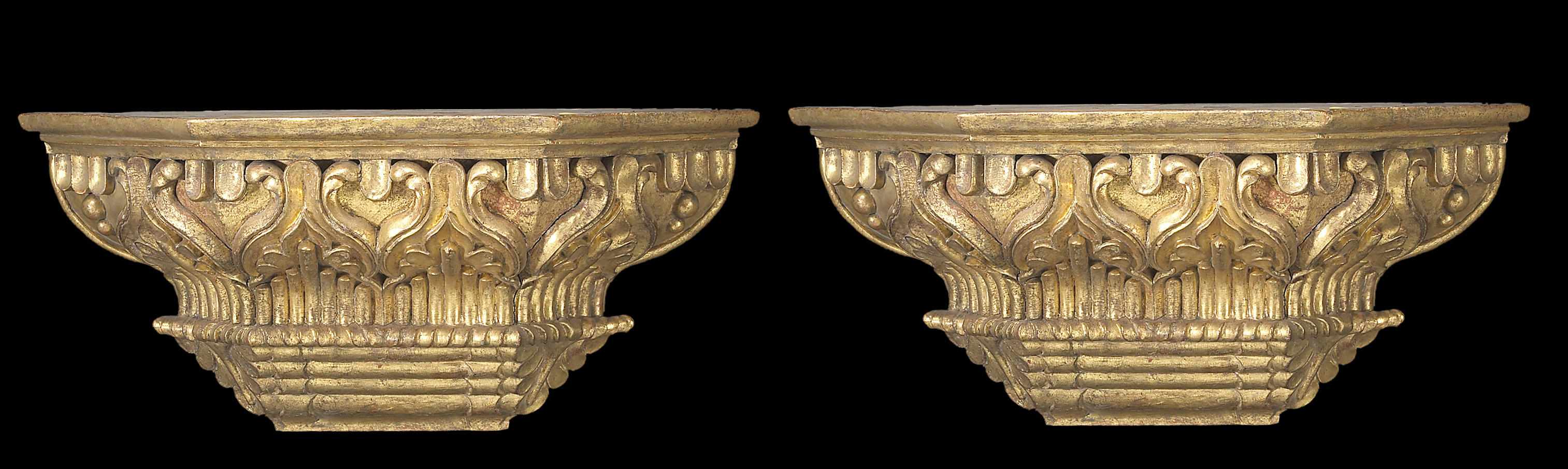 Appraisal: A pair of Spanish Neoclassical giltwood brackets late th early