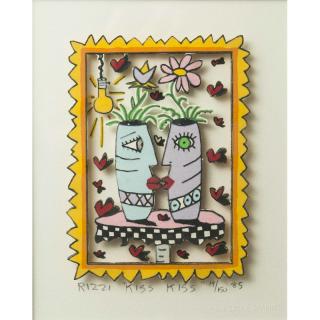 Appraisal: Kiss Kiss James Rizzi Kiss Kiss a D hand cut