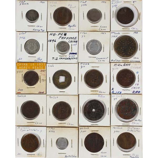 Appraisal: Late th and Early th C Chinese coins ranging from