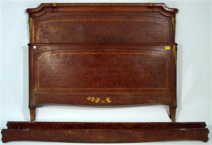 Appraisal: Louis XVI style mahogany parquetry and satinwood inlaid bedstead The