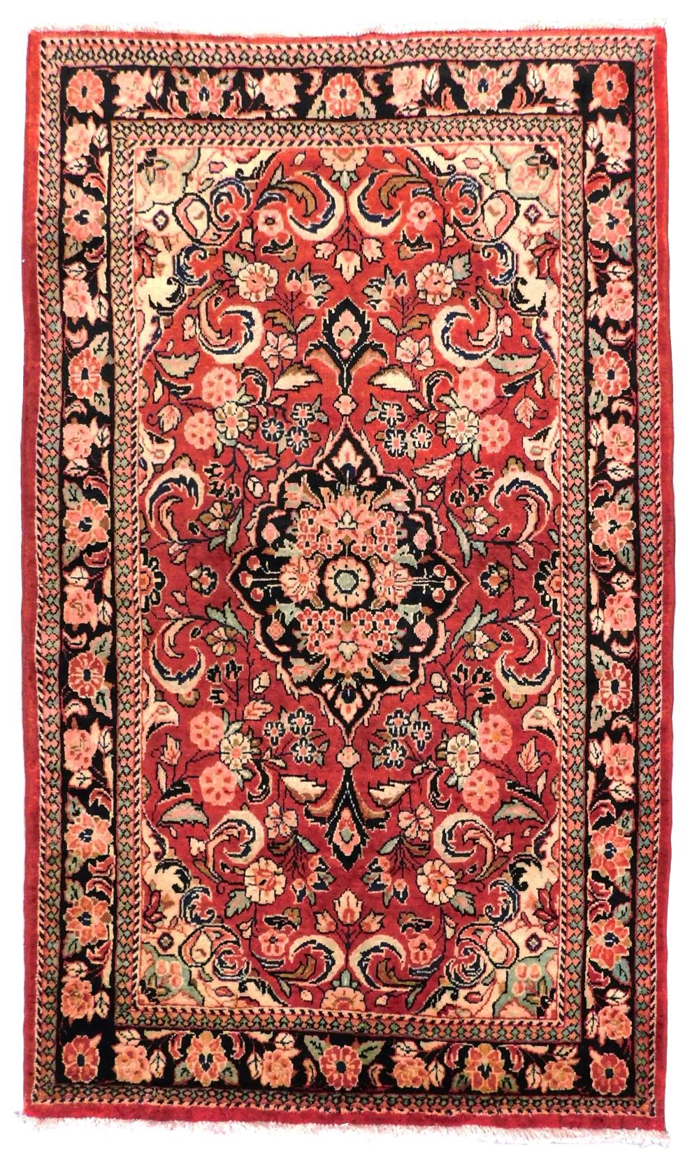 Appraisal: RUG Persian ' x ' wool on cotton black central