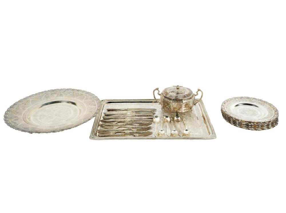 Appraisal: PERSIAN STANDARD SILVER DESSERT SERVICEall pieces except the forks marked